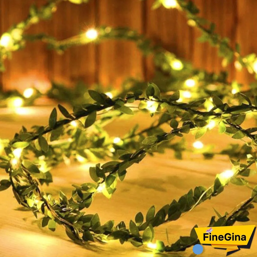 Christmas Lights Tiny Leaves Garland Fairy Light Led Copper Wire Battery String Lights For Wedding Forest Table Christmas Home
