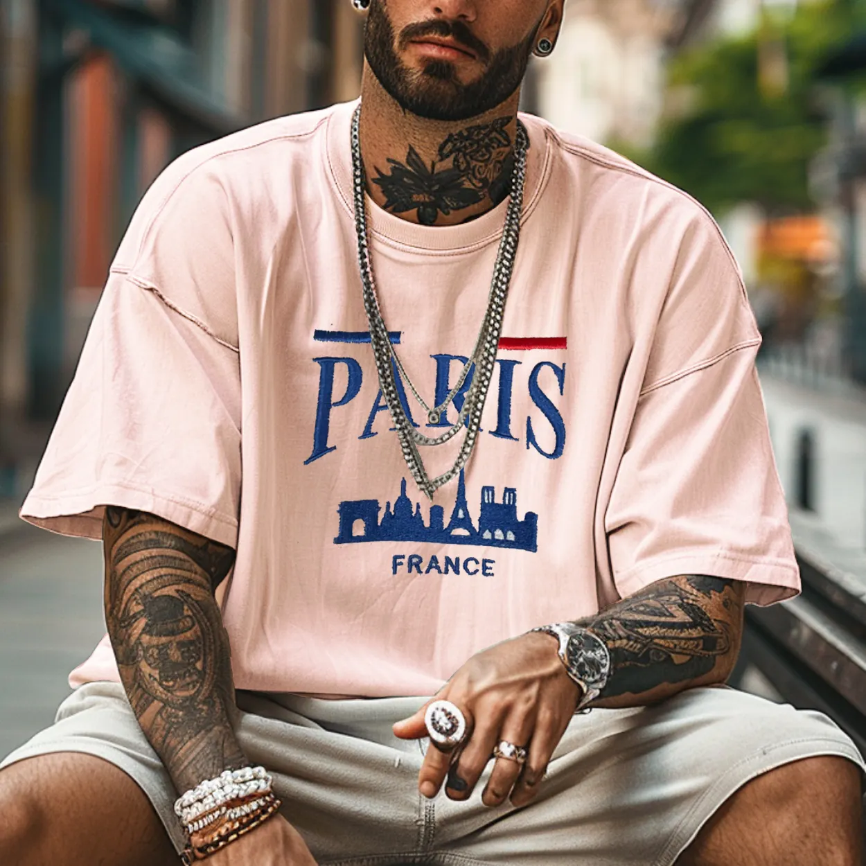 Unisex Vintage PARIS 2024 Printed Oversized T-shirt - Helixace