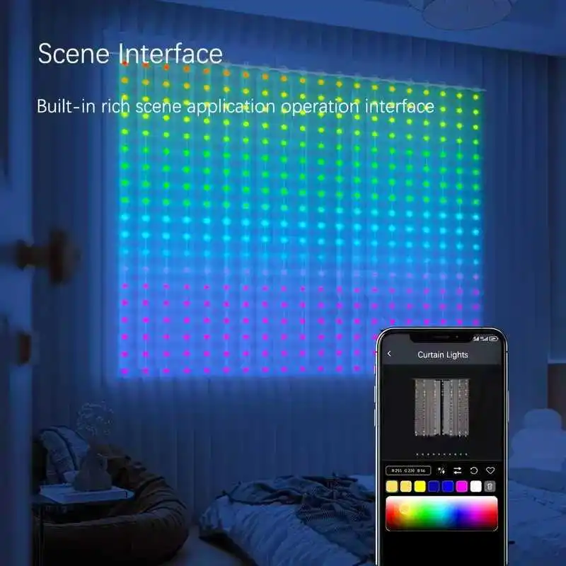 Tegooe Smart RGBIC LED Curtain Lights with Bluetooth App Control