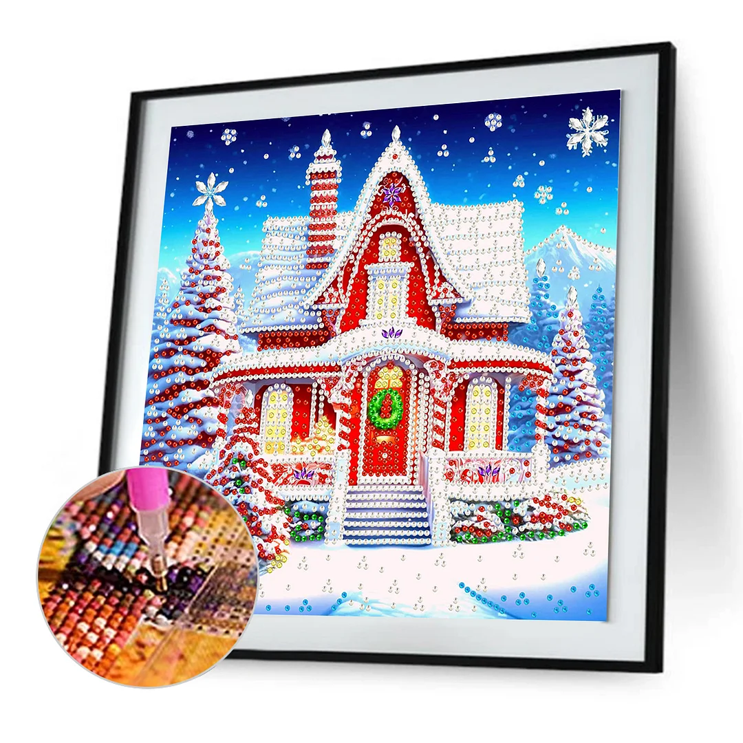 Christmas House - Diamond Painting - Partial Special Shaped Drill(Canvas|30*30cm)