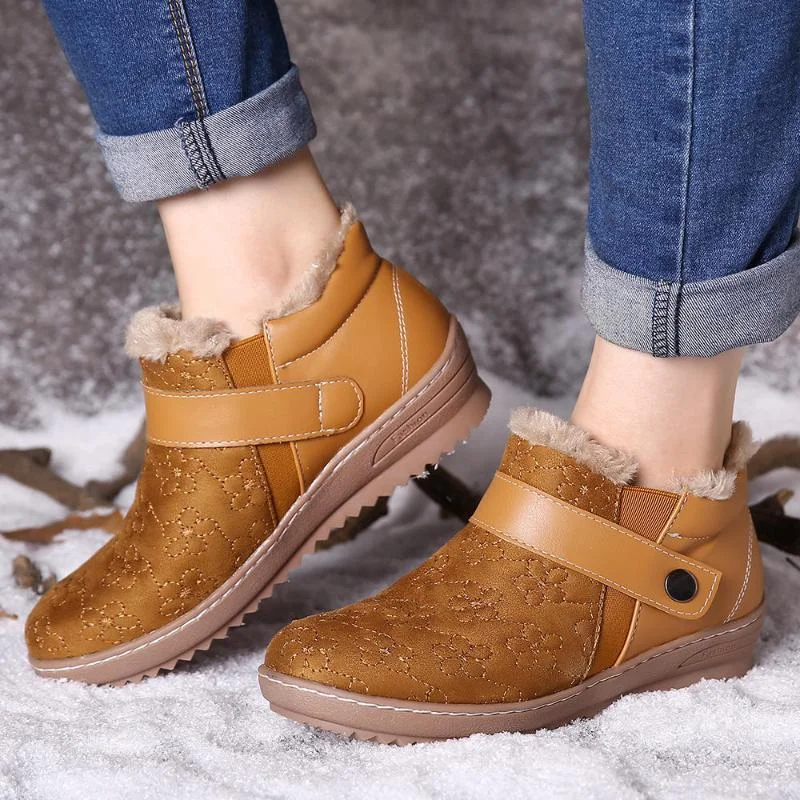 Suede Comfortable Warm Lined Wedge Ankle Boots