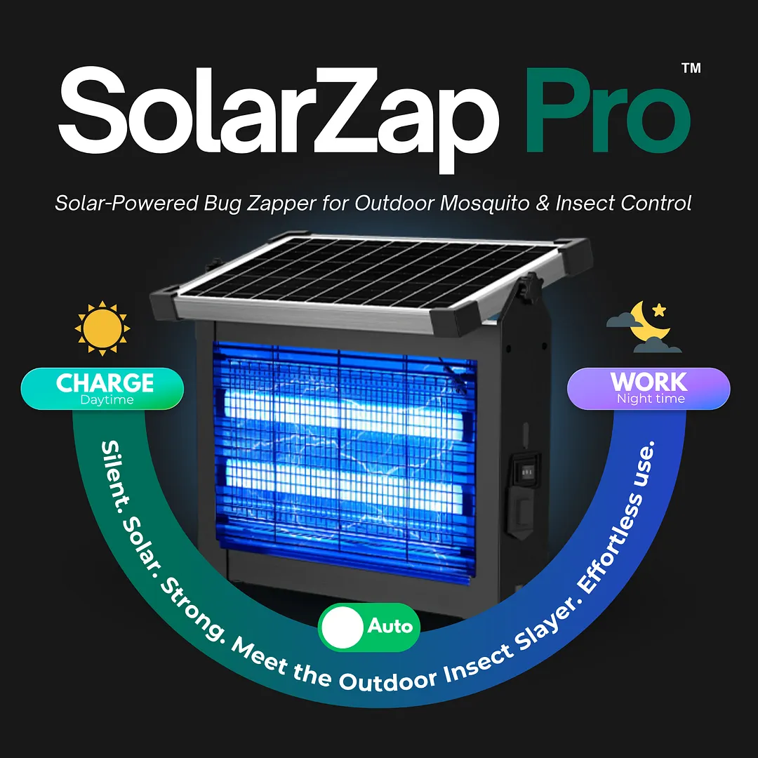 SolarZap Pro &ndash; Solar-Powered Waterproof Bug Zapper for Outdoor Mosquito & Insect Control