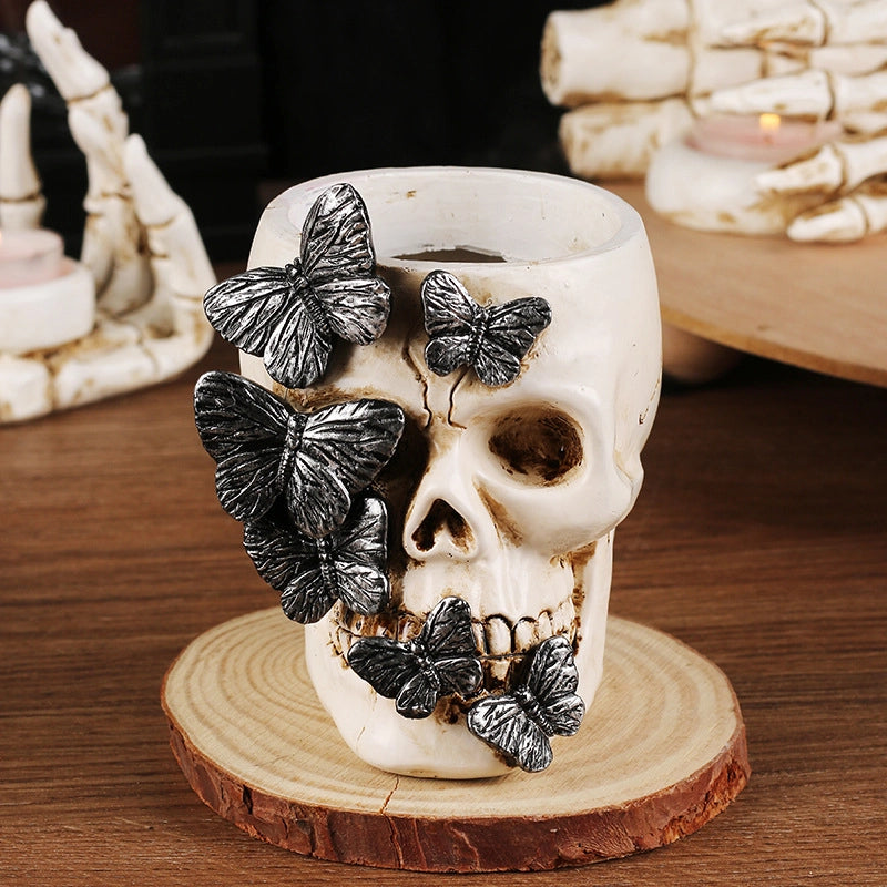 Butterfly Skull Plastic Learning Halloween Funny Pen Holder