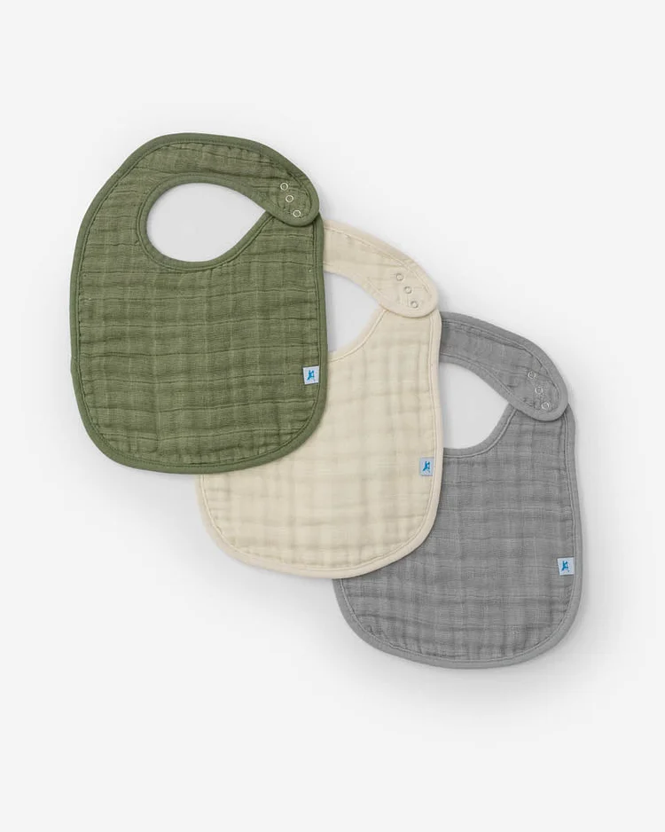 Cotton Muslin Classic Bib 3 Pack - Fern Set