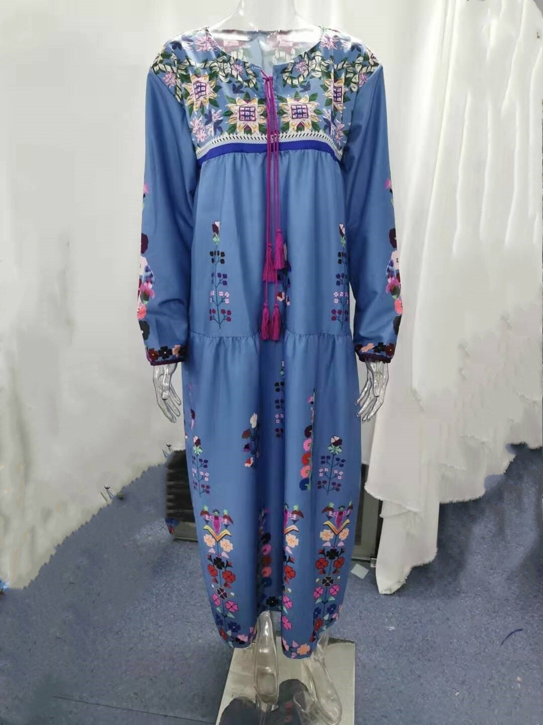 Women Bobo Floral Print  Long Dress Casual V-Neck Short Sleeve Split Sexy High Waist Party Dress Robe 2020 Autumn Maxi Dress