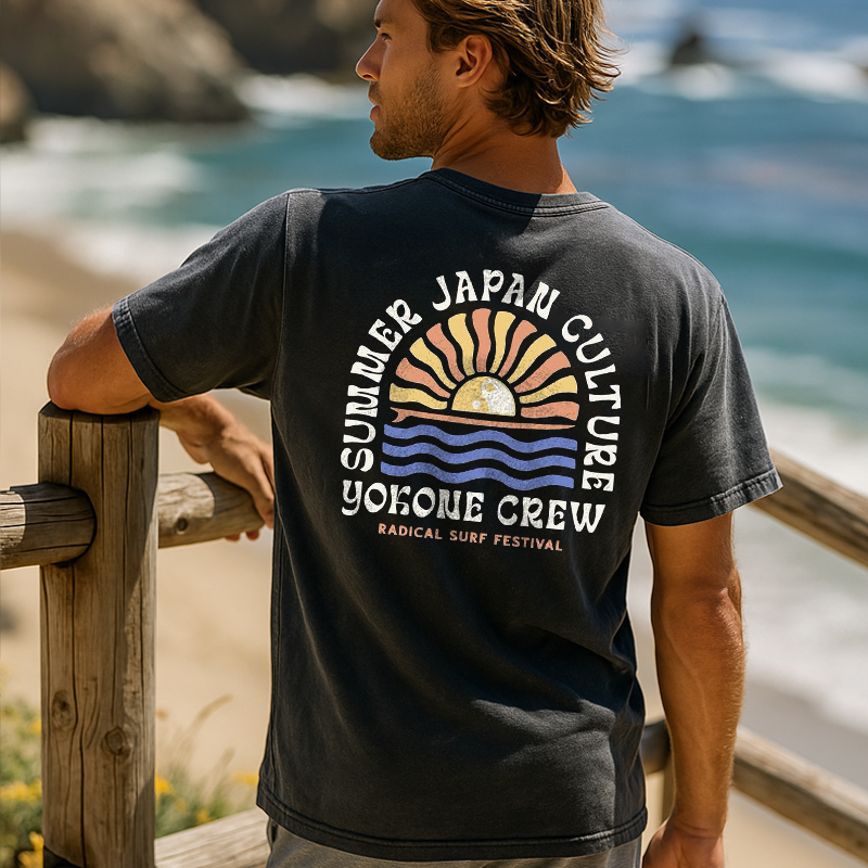 Men's Surf Summer Japan Culture Graphic T-Shirt