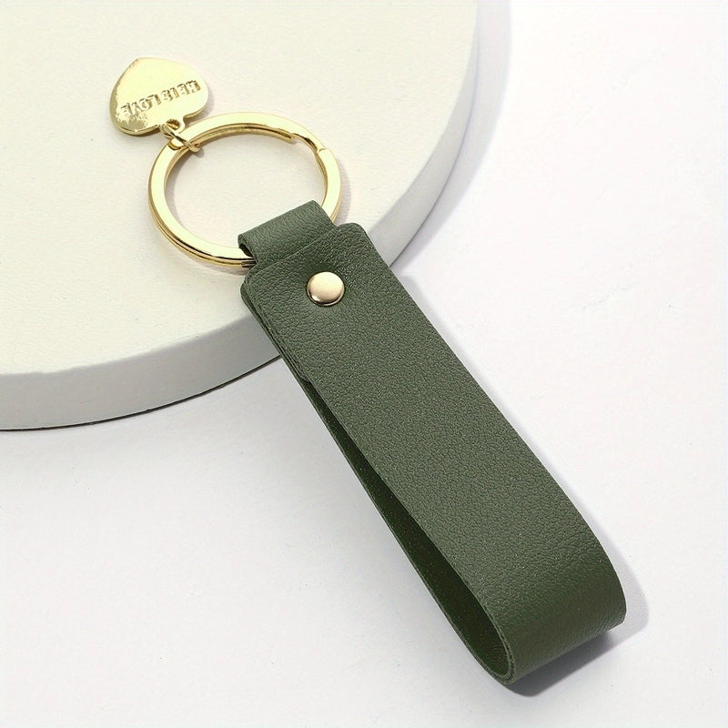 Minimalist Solid Color Pu Leather Women’s Keychain