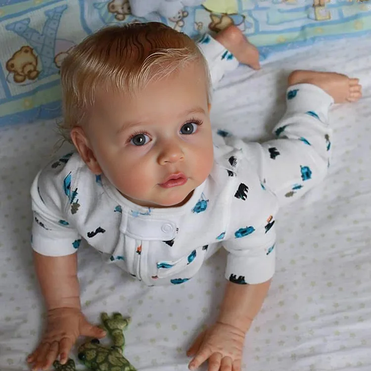20'' Kids Reborn Lover With Blue Eyes, Lifelike Handmade Soft Body, Weighted Toddler Reborn Baby Boy Fido
