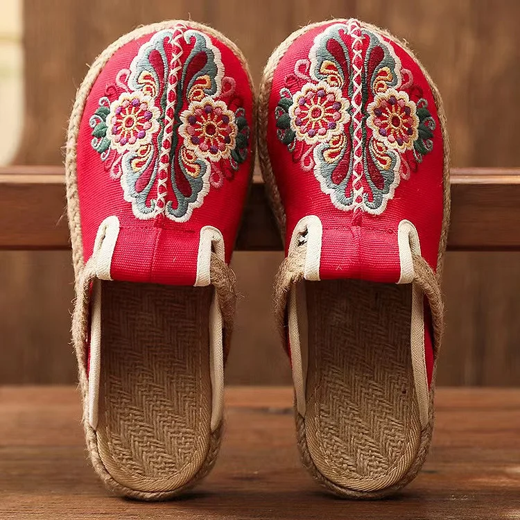 2022 Linen Floral Shoes flip flop Flats