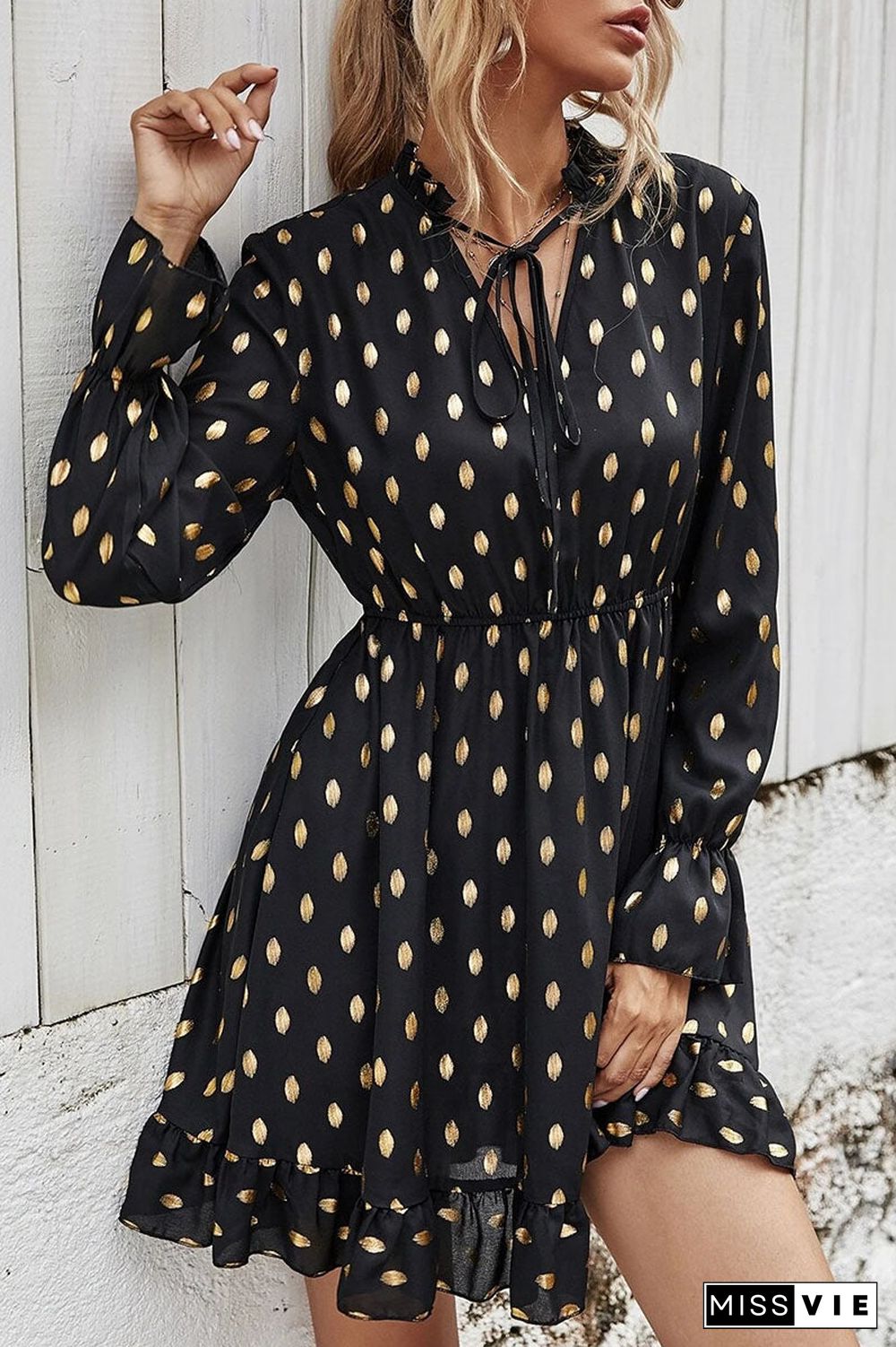 Fashion Street Print V Neck A Line Dresses