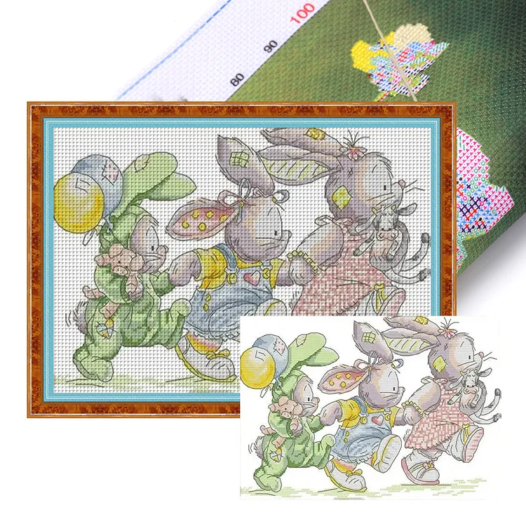 『Joy Sunday』Patch Rabbit - 14CT Stamped Cross Stitch(36*27cm)