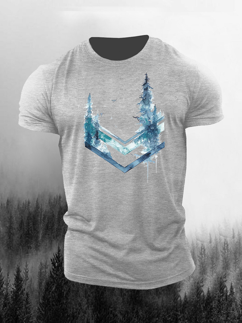 Watercolor Iceberg Print Short Sleeve T-Shirt