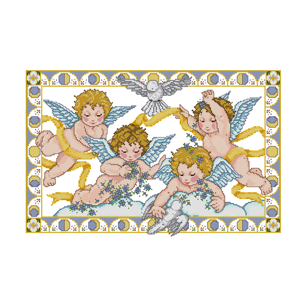 

Angel - 14CT Stamped Cross Stitch - 51*35CM, 501 Original