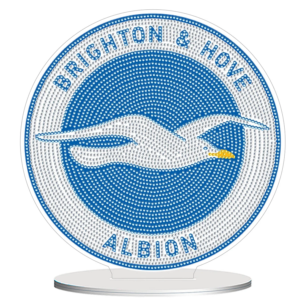 5D DIY Brighton & Hove Albion F.C. Acrylic Special Shape Diamond Painting Desktop Ornaments Stand Up 5D Gem Painting Crafts for Home Office Table Top Decor