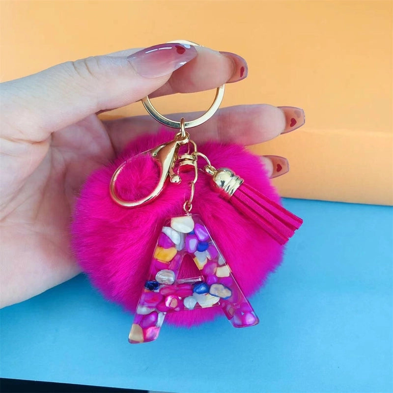 Minimalist Commute Letter Hairball Resin Unisex Bag Pendant Keychain