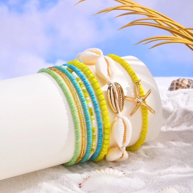 Hawaiian Vacation Beach Shell 18K Gold Plated Alloy Plastic Shell Bracelets