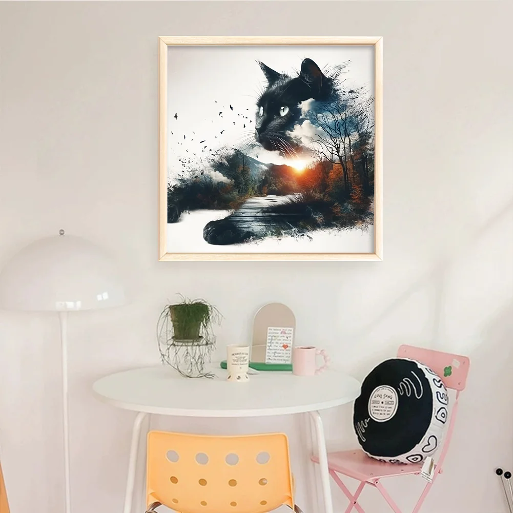 11CT Full Stamped Cross Stitch - Forest Cat (40*40cm)