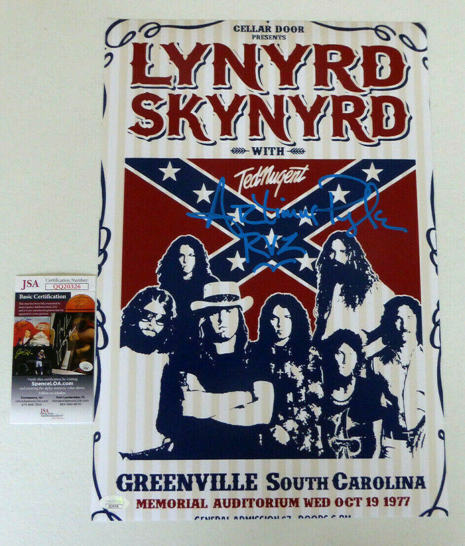 Artimus Pyle Signed 12x18 Photo Poster painting Autograph, Lynyrd Skynyrd, Drums, RVZ, JSA COA