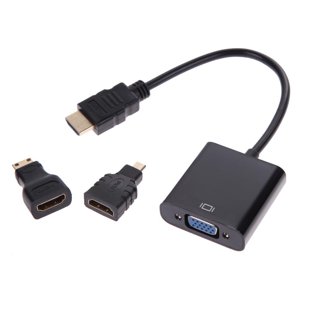 

Micro HDMI / Mini HDMI / HDMI to VGA Adaptor 1080p Chipset Converter, Black, 501 Original