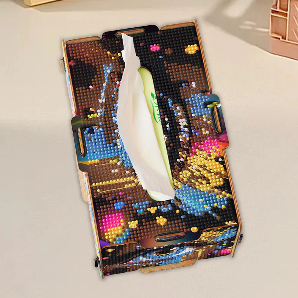 Colored Eyes Diamond Painting Tissue Box Wooden Diamond Art Tissue Storage Box