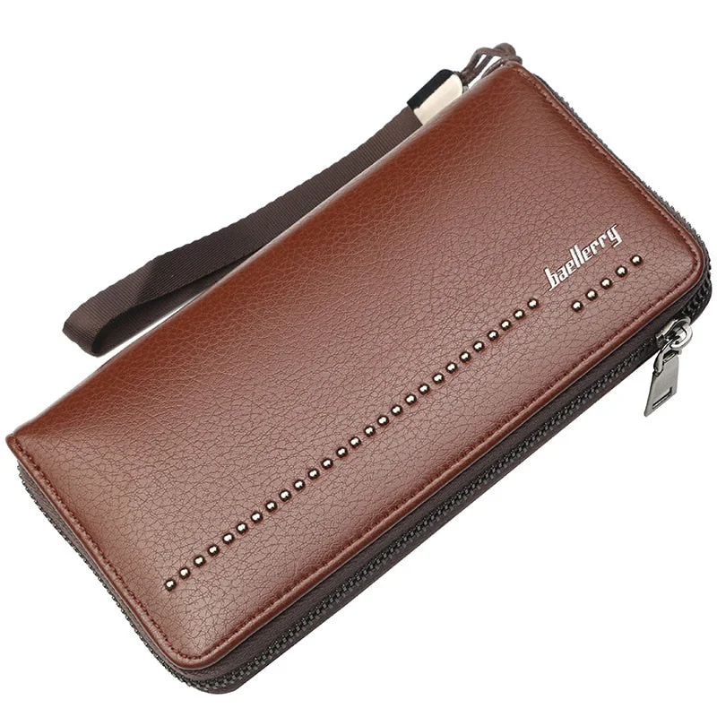 baellerry Men Wallet Luxury Leather Male Coin Purse Zipper Long Business Clutch Bag Credit Card Holder Phone Wallets for Mens