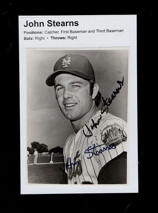 JOHN STEARNS-NY METS AUTOGRAPHED VINTAGE 4X6 GLOSSY Photo Poster painting