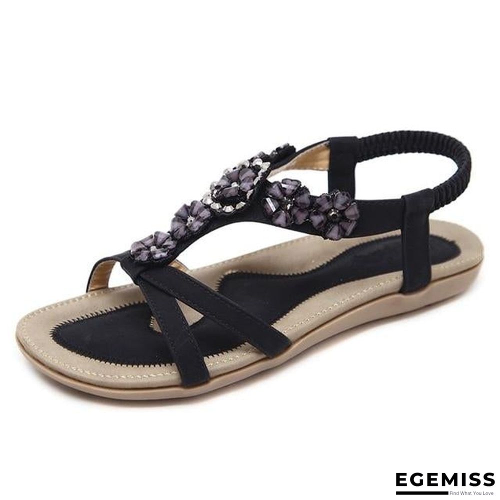 Bohemian Style Summer Women Flat Heel Beach Sandals Shoes | EGEMISS