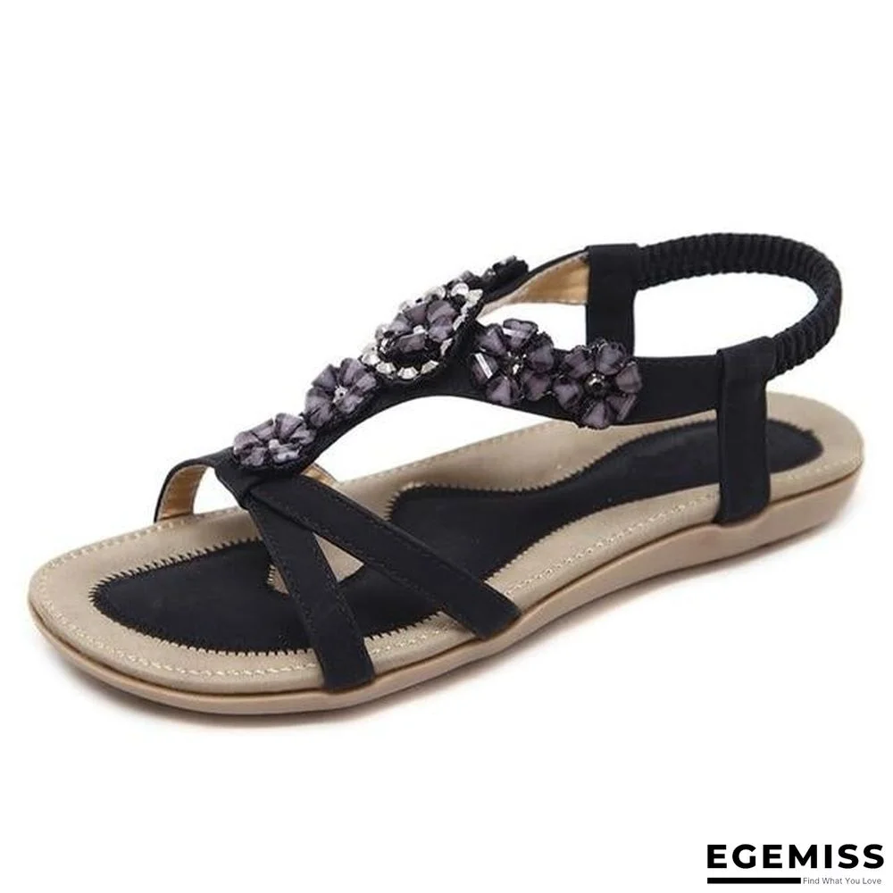 Bohemian Style Summer Women Flat Heel Beach Sandals Shoes | EGEMISS