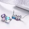 925 Sterling Silver  Colorful Zircon Inlaid Stud Earrings 