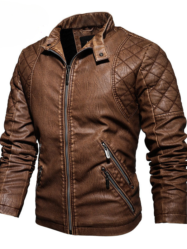 Casual Slim-fit Motorcycle PU Jacket