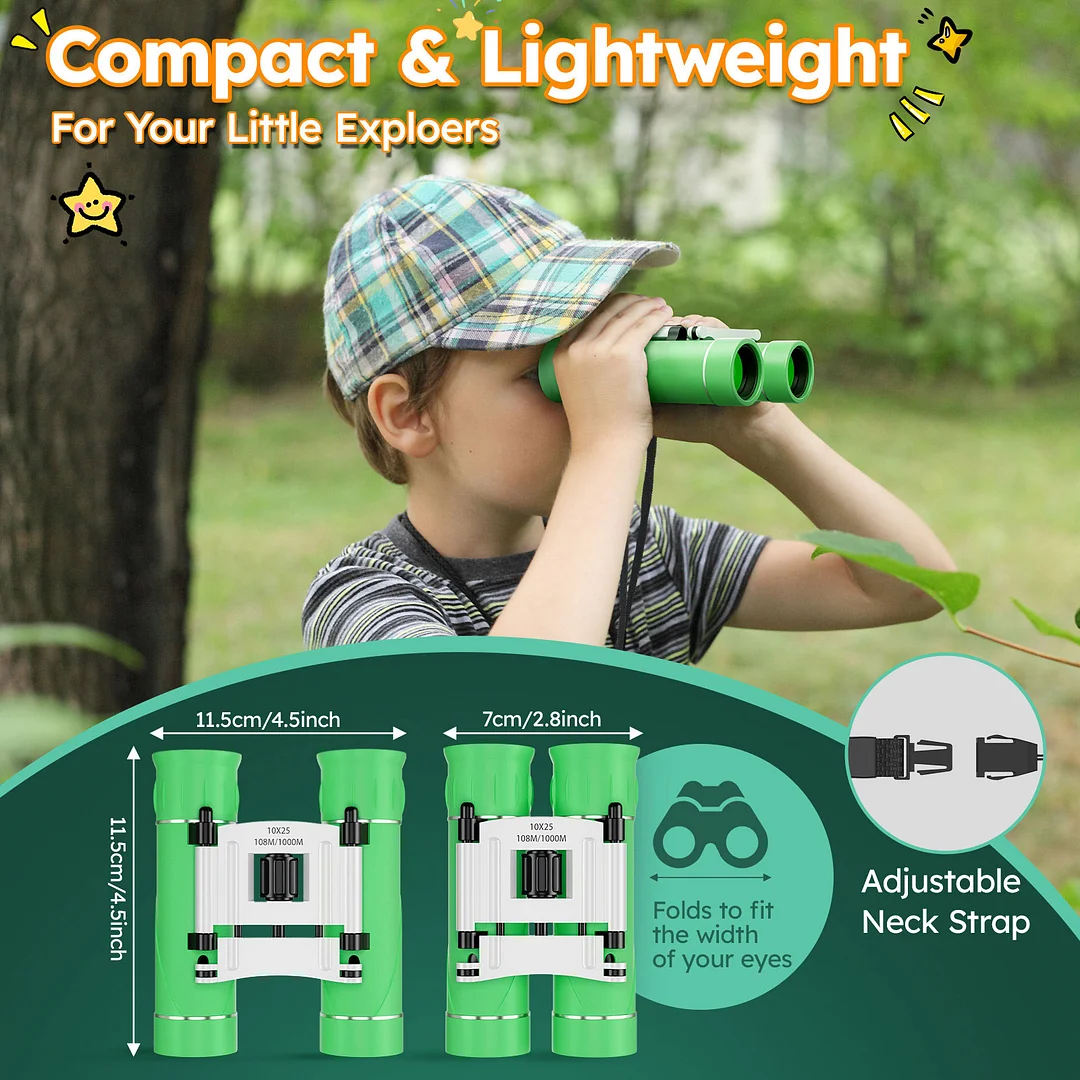 BEBANG 10x25 Compact Binoculars for Adults Kids, Waterproof Binoculars for Concerts and Bird Watching Hunting