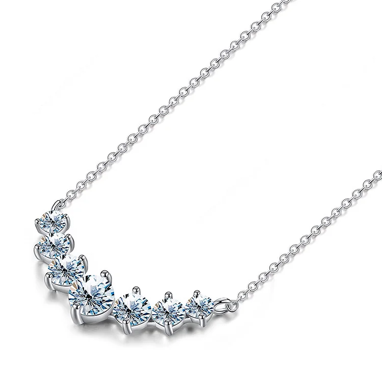 Simple Smile Moissanite Seven Stone Sterling Silver Necklace