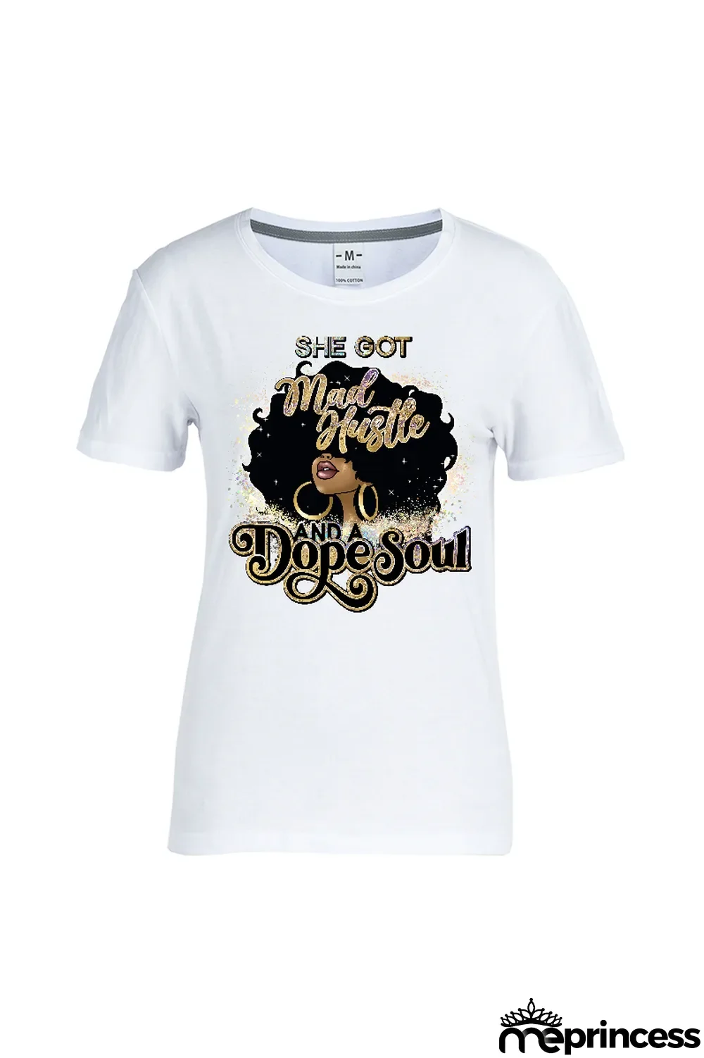 White Street Vintage Print Patchwork O Neck T-Shirts