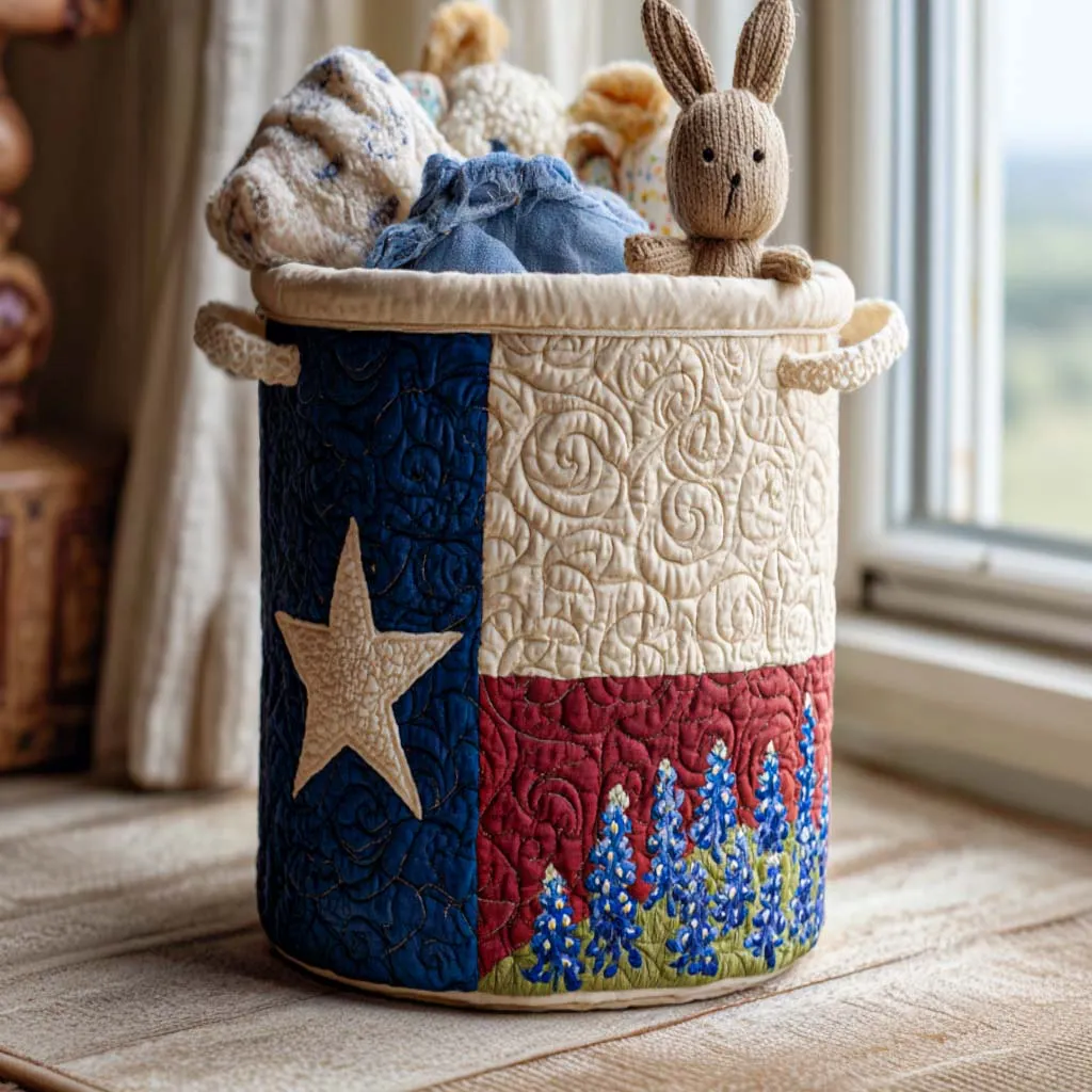 Bluebonnet Quilted Laundry Basket
