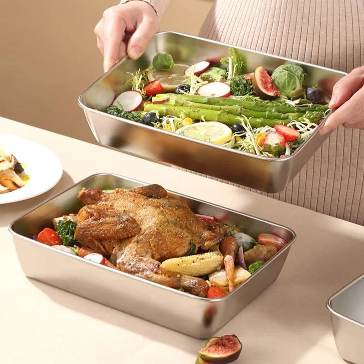 (🔥HOT SALE NOW 49% OFF) - Stainless Steel Square Plate(With Lid)