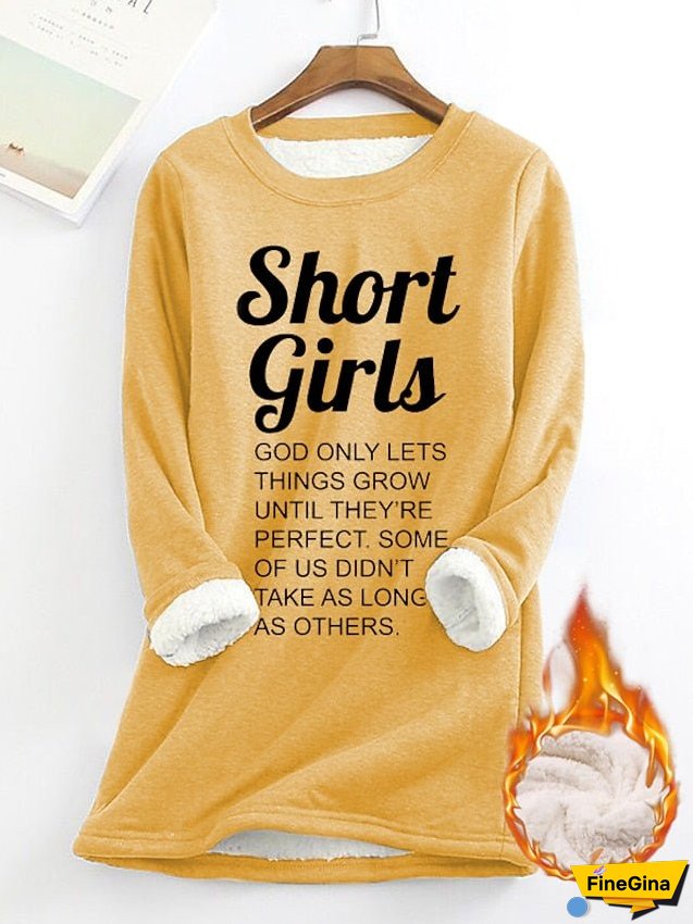 Women's Sweatshirt Pullover Sherpa Fleece Lined Letter Warm Fuzzy Print Yellow Pink Dark Pink Casual Sports Round Neck Long Sleeve Top Micro-elastic Fall & Winter