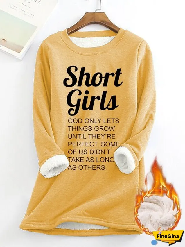 Women's Sweatshirt Pullover Sherpa Fleece Lined Letter Warm Fuzzy Print Yellow Pink Dark Pink Casual Sports Round Neck Long Sleeve Top Micro-elastic Fall & Winter