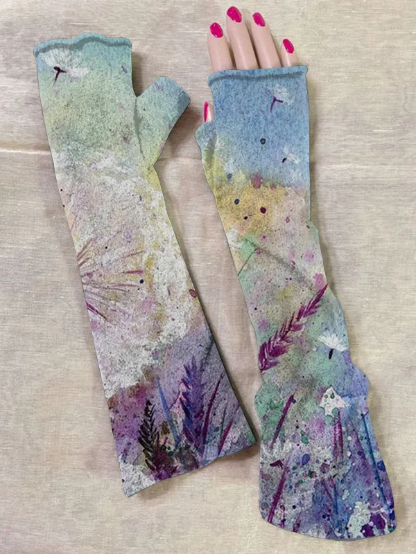 Dandelion vintage print fingerless gloves