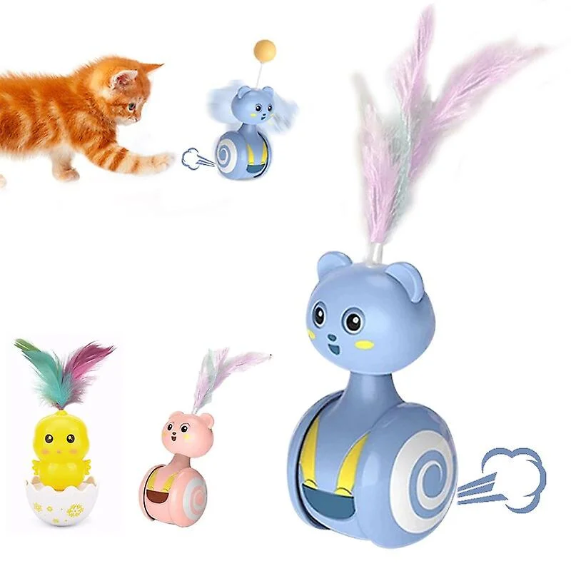 Swing Toys For Cats Funny Balance Car Cat Toy Interactive Kitten Puppy Chasing Toy With Feather Ball Cat Accessories