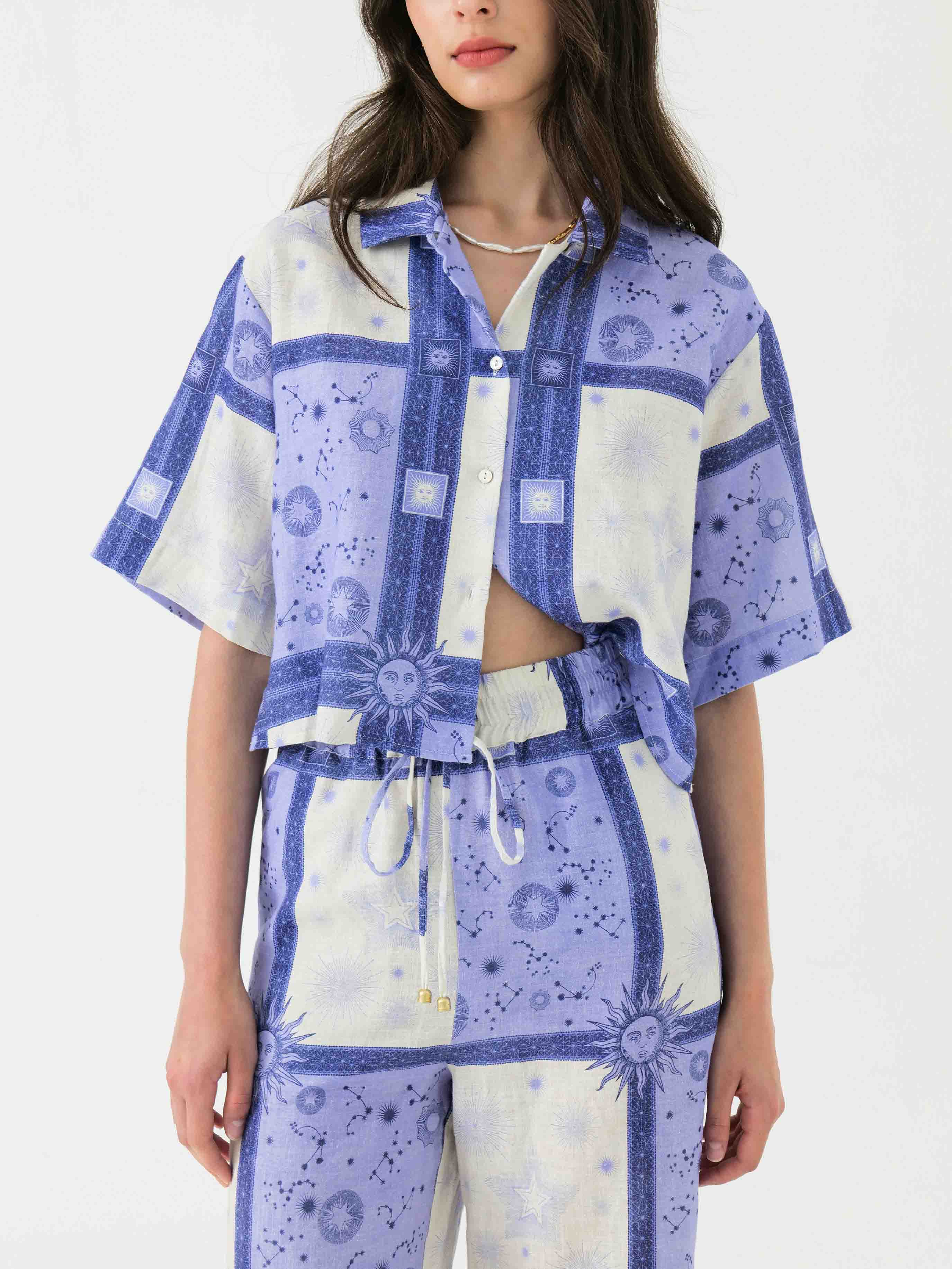 Exclusive Dreamy Galaxy Sun Print Short Shirt