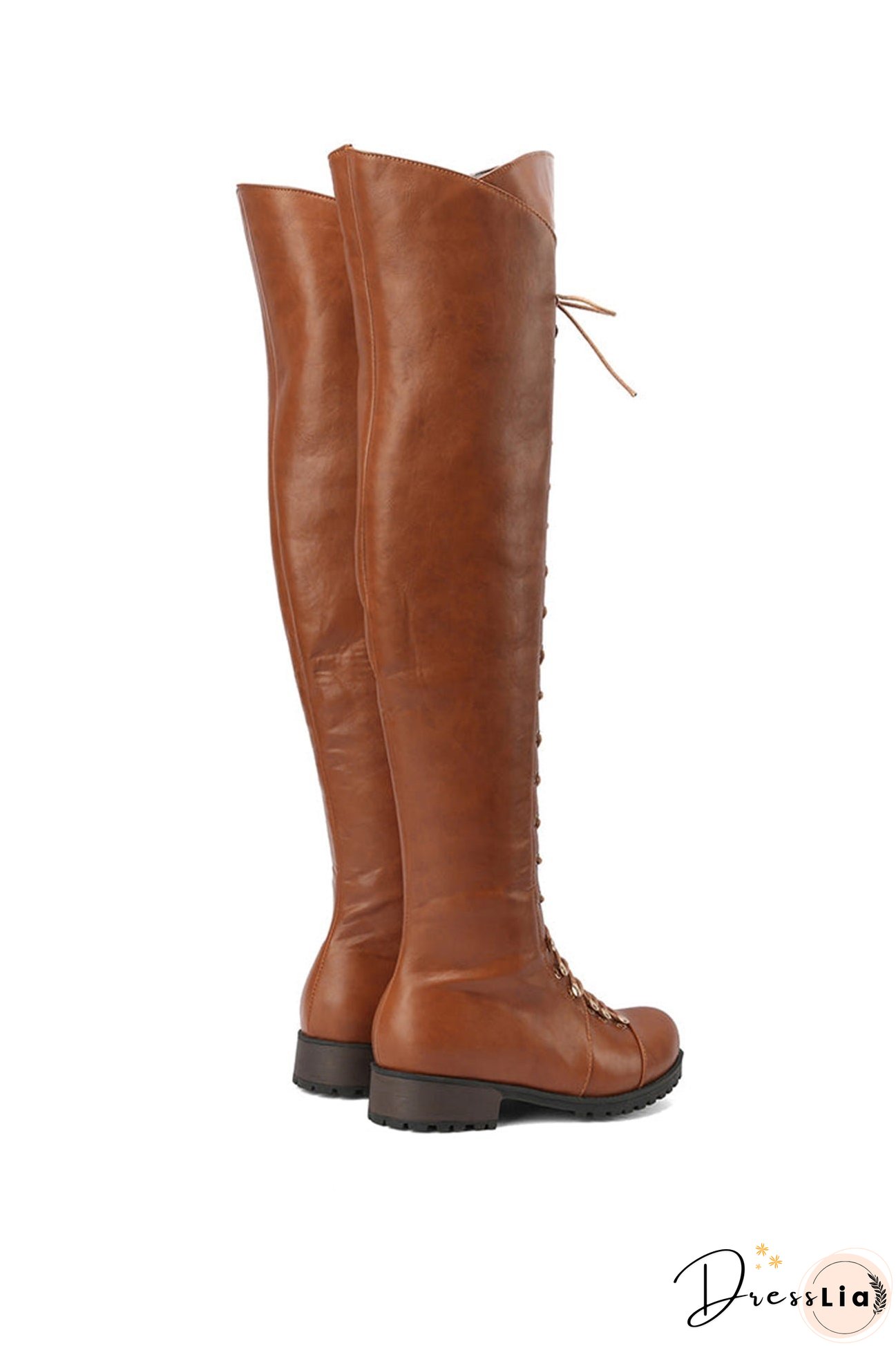 Strappy Leather Over The Knee Boots