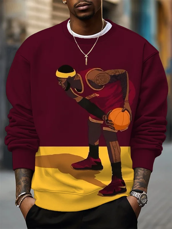 Men's Basketball Enthusiast Art Print Casual Sweatshirt