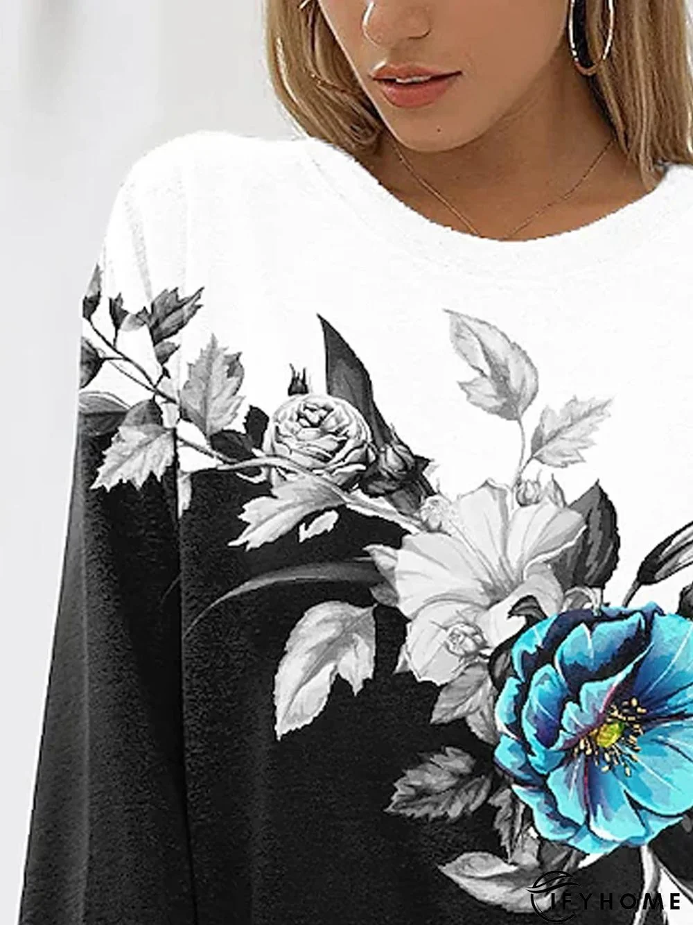 Crew Neck Casual Cotton Blends Sweatshirt | IFYHOME