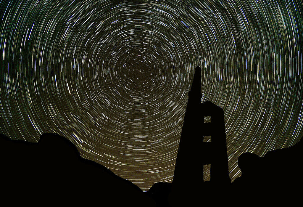 Cornish Tin Mine Engine House Silhouette Star Trail 12x8 inch print picture