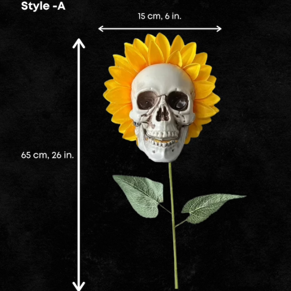 Halloween Decor Skull Sunflowers
