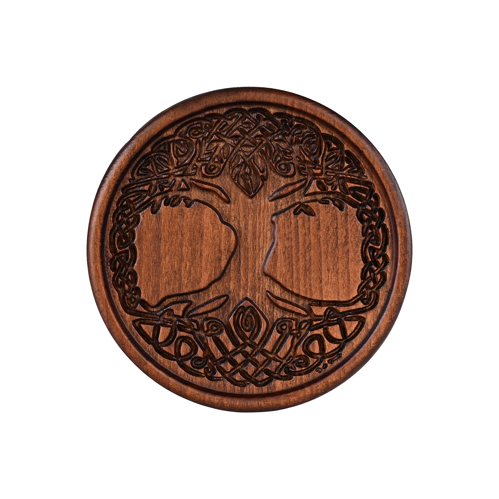 Celtic Tree of Life Beech Wood Coaster: A Resonance of Nature and Culture in the Palm