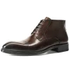 Classic Mens Black Leather Dress Boots Business