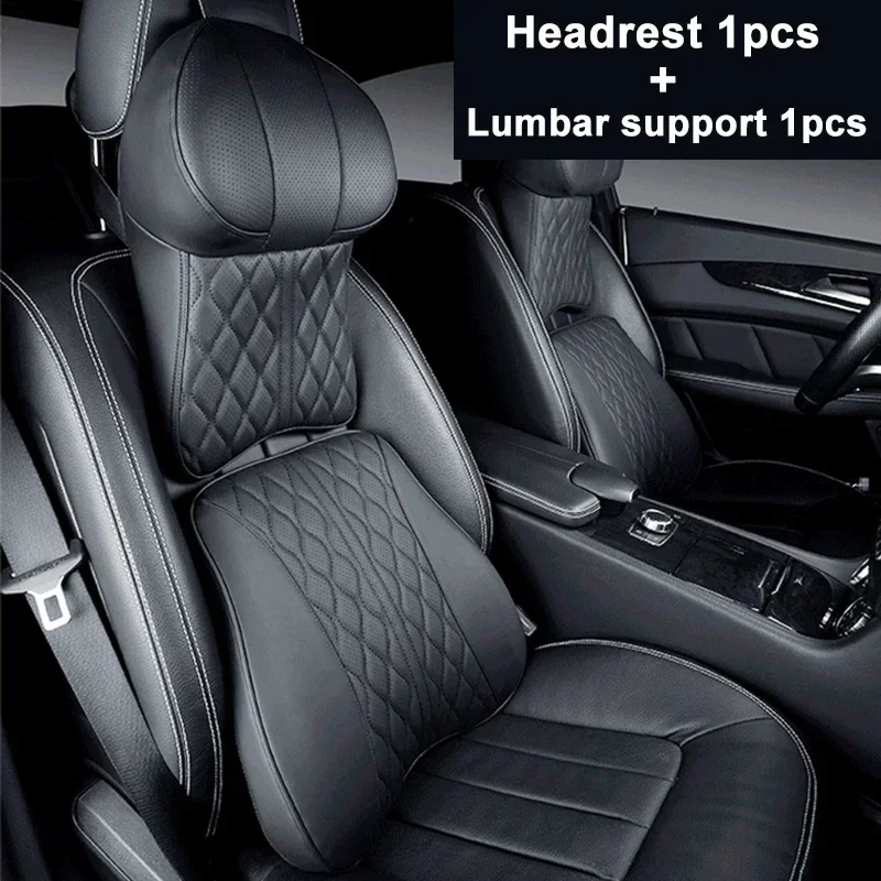 🔥Hot sale exclusive logo🔥Car leather headrest neck pillow car cushion