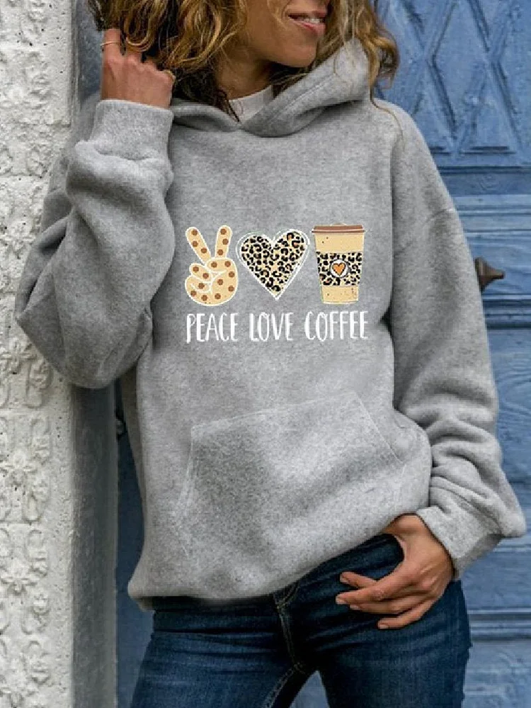 Peace Love Coffee Hooded Women's Sweatshirt