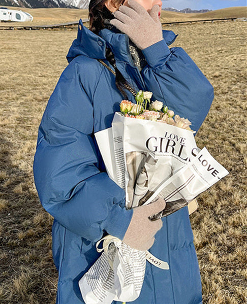 Women Long Sleeve Solid Zipper Loose Down Jacket Coats